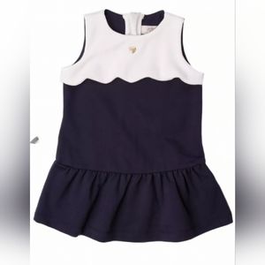 ARMANI JUNIOR Baby Navy Contrast Scalloped-trim Jersey Dress 12m
